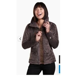 Womens KUHL Flight Fleece zip up jacket, hidden hood; size small